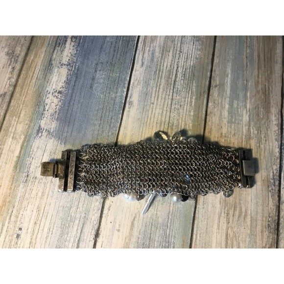 Vintage Beaded Cuff Bracelet Pearls - Picture 3 of 6